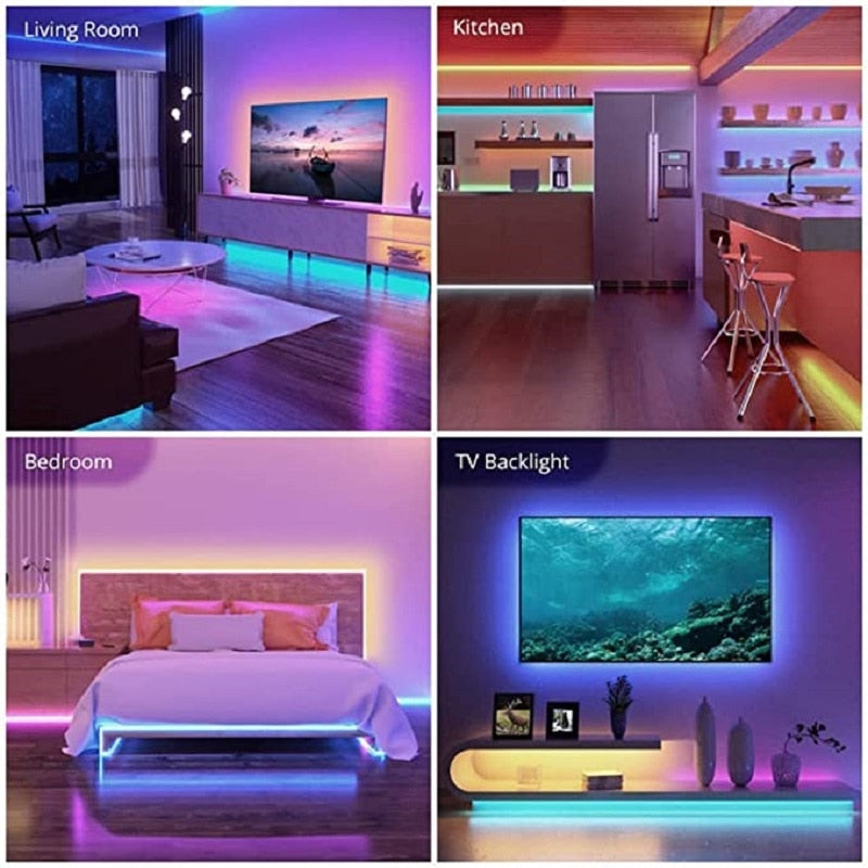 LED قطاع أضواء LED 1-5 متر 10 متر 15 متر 20 متر 30 متر أضواء النيون وسيس Led اللون RGB إضاءة خلفية للتلفاز LED أضواء لغرفة النوم الديكور