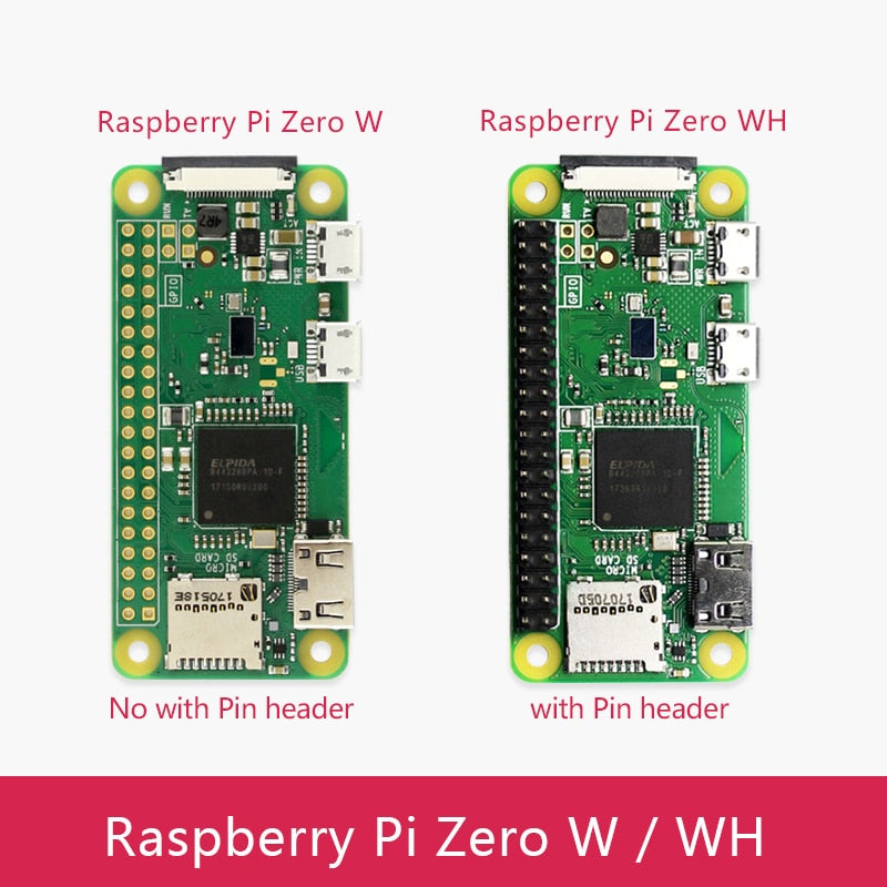 Original Raspberry Pi Zero W Board 1GHz single-core CPU 512MB RAM Bluetooth BLE&amp;WiFi Pi 0  Zero WH with Pin header or Case Kit