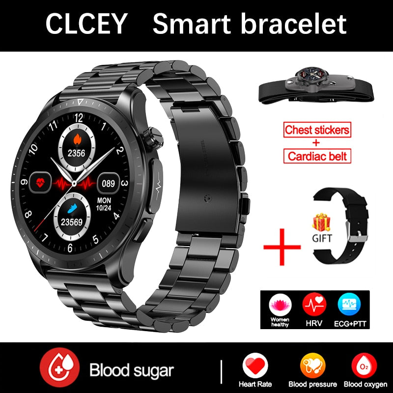 Men New ECG Blood Glucose 1.39 -inch 360*360 HD Touch Large -Screen ECG Smart watch ECG Monitoring Non -invasive Blood Glucose