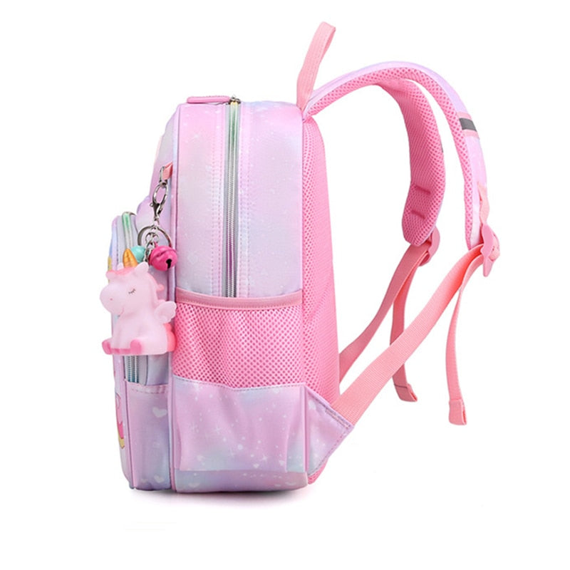 حقيبة ظهر جديدة على شكل وحيد القرن للفتيات حقيبة مدرسية للأميرة كرتونية وردية اللون حقيبة كتب لرياض الأطفال حقيبة كتب Mochila Infantil Escolar