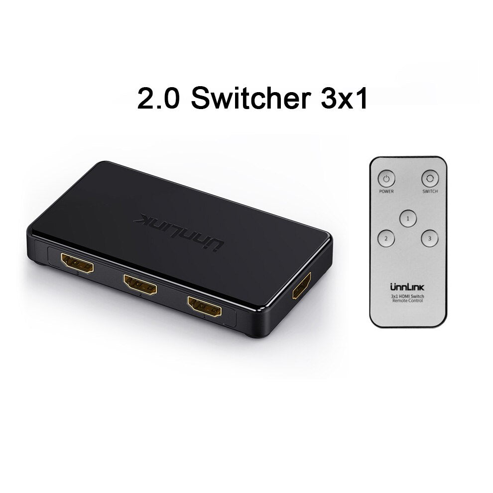 Unnlink HDMI Switch 3x1 5x1 4K@60Hz 4:4:4 HDCP 2.2 HDR for Smart LED TV MI Box3 PS3 PS4 Pro