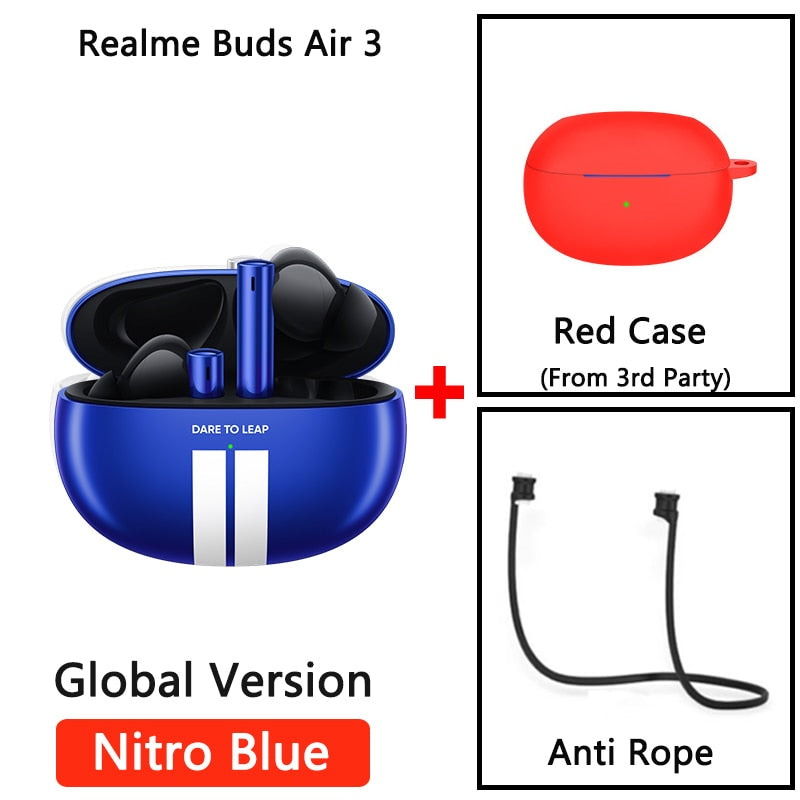 Global Version realme buds air 3 Bluetooth 5.2 long battery life Earphone 42dB Active Noice Cancelling Headphone IPX5 Waterproof