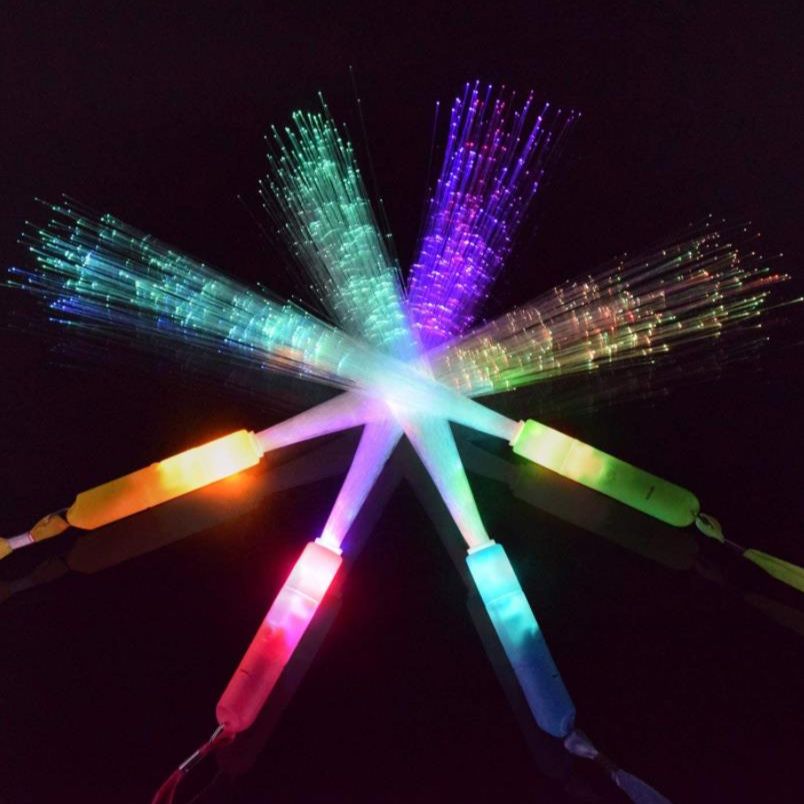 50pcs LED Light Up Fiber Optic Wands Glow Sticks Flashing Concert Rave Party Birthday Favors Christmas Goodie Fillers