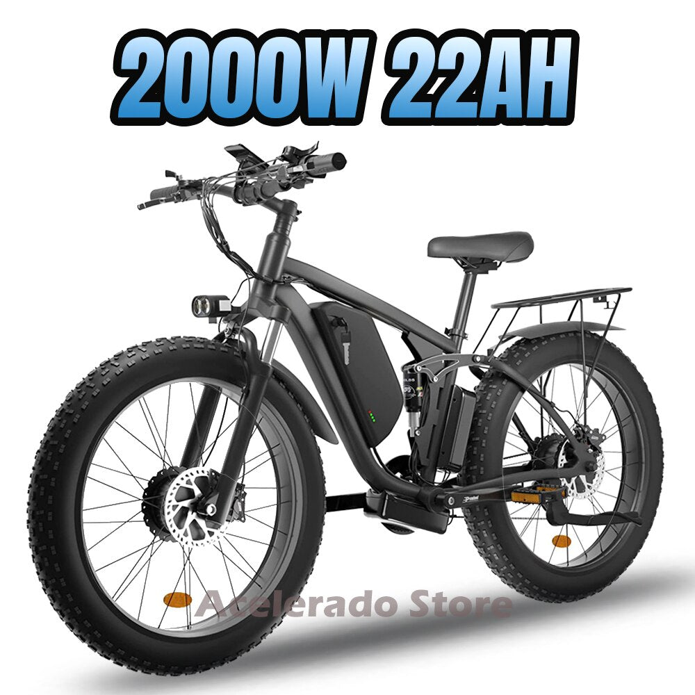 2000W Dual Motor 26" Fat Tire Electric Bicycle Mountain EBike with Removable 48V 22Ah Battery Long Range Electric Bike for Adult