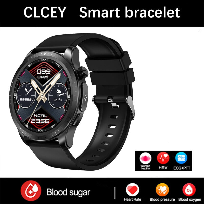 Men New ECG Blood Glucose 1.39 -inch 360*360 HD Touch Large -Screen ECG Smart watch ECG Monitoring Non -invasive Blood Glucose
