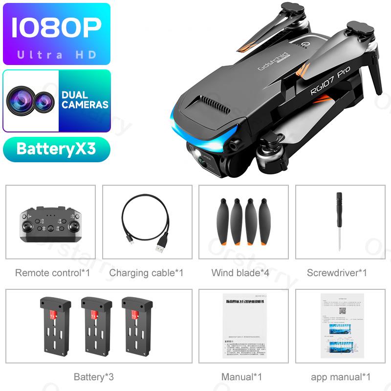 2023 HOT RG107 Pro Mini Drone 4K ESC Three-sided Obstacle avoidance Professional Dual HD Camera FPV Dron Foldable Quadcopter Toy