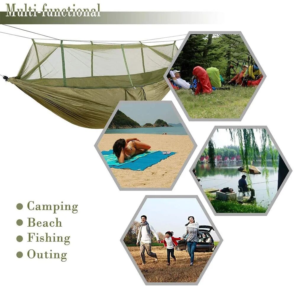 Portable Outdoor Camping Hammock With Mosquito Net 1-2 Person