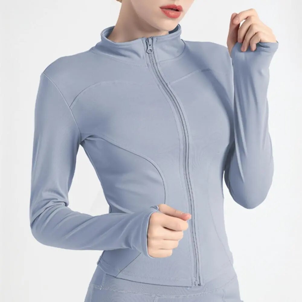Sports Top Women's Long-Sleeved Tight Short Style Slimming Fitness Coat