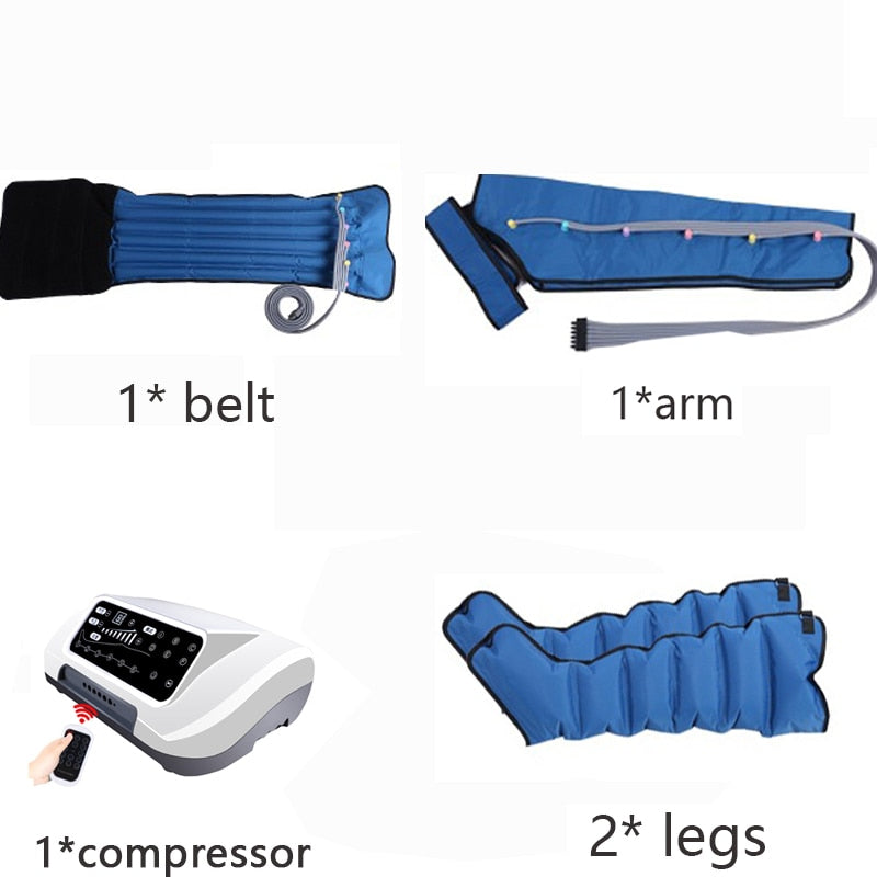 6 وسائد هوائية لضغط الهواء مُدلك للساق مع ضغط الهواء العلاج الذراع الفخذ الخصر هوائي يلتف الهواء الألم ريليف التحكم عن بعد