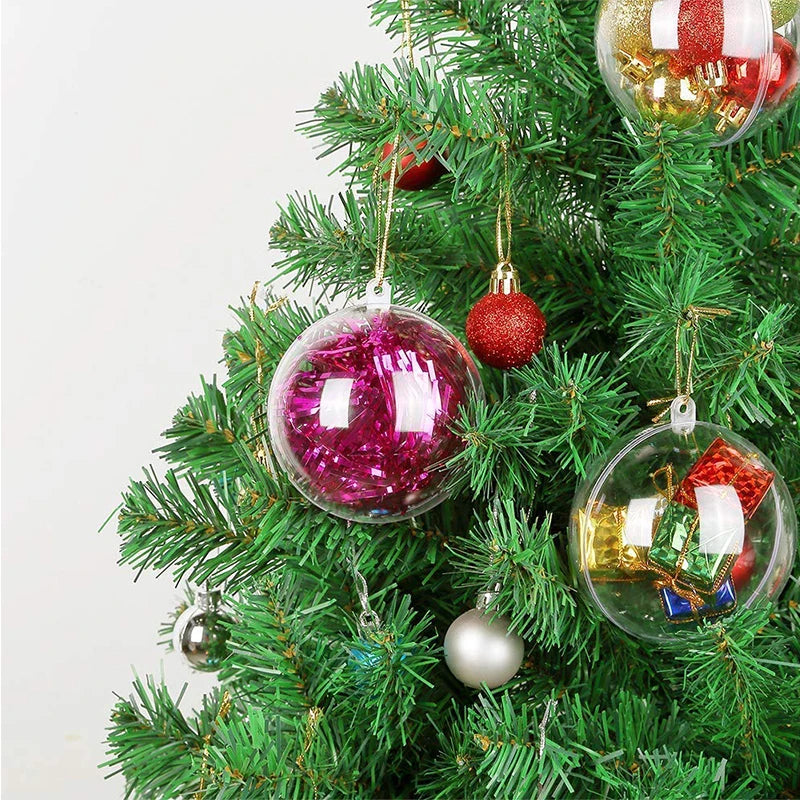 10 قطعة عيد الميلاد الكرة البلاستيكية الشفافة أشجار عيد الميلاد فتح الكرة صندوق الحلي زخرفة هدية الزفاف الحاضر زينة لحفلات المنازل