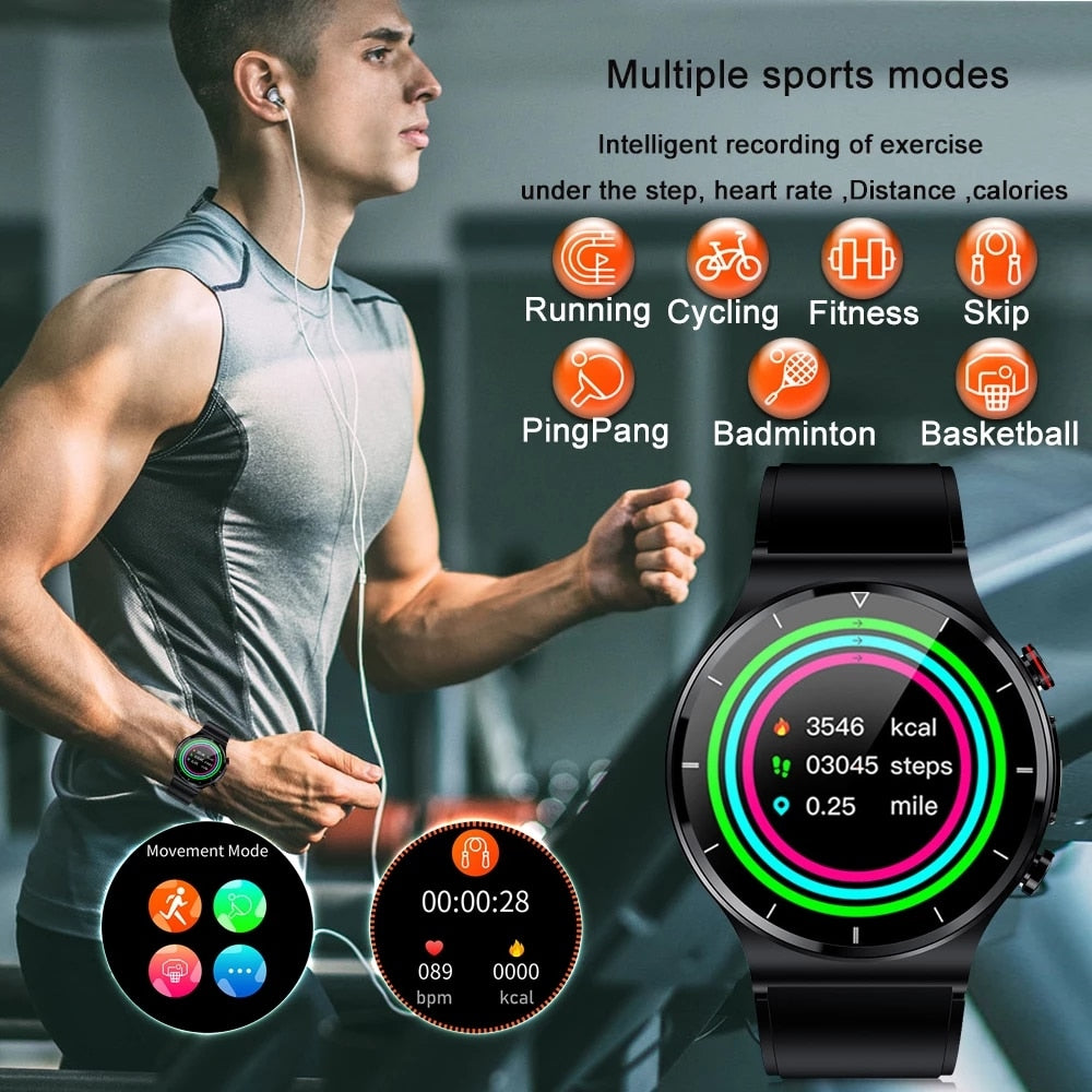 غير مؤلم غير الغازية السكر في الدم ساعة ذكية الرجال ECG PPG العلاج بالليزر الصحة ضغط الدم الرياضة Smartwatch غلوكوميترواتش