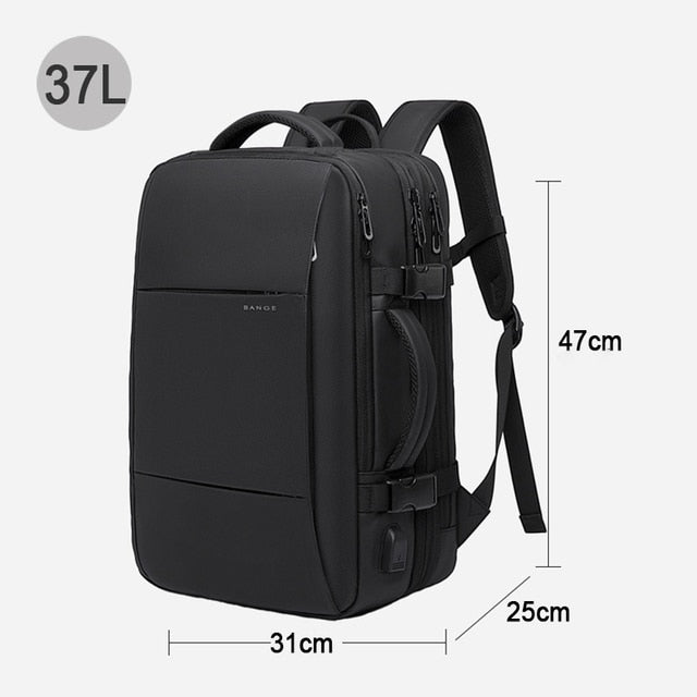 BANGE Travel Backpack Men Business Backpack School Expandable USB Bag Large Capacity 17.3 Laptop Waterproof Fashion Backpack