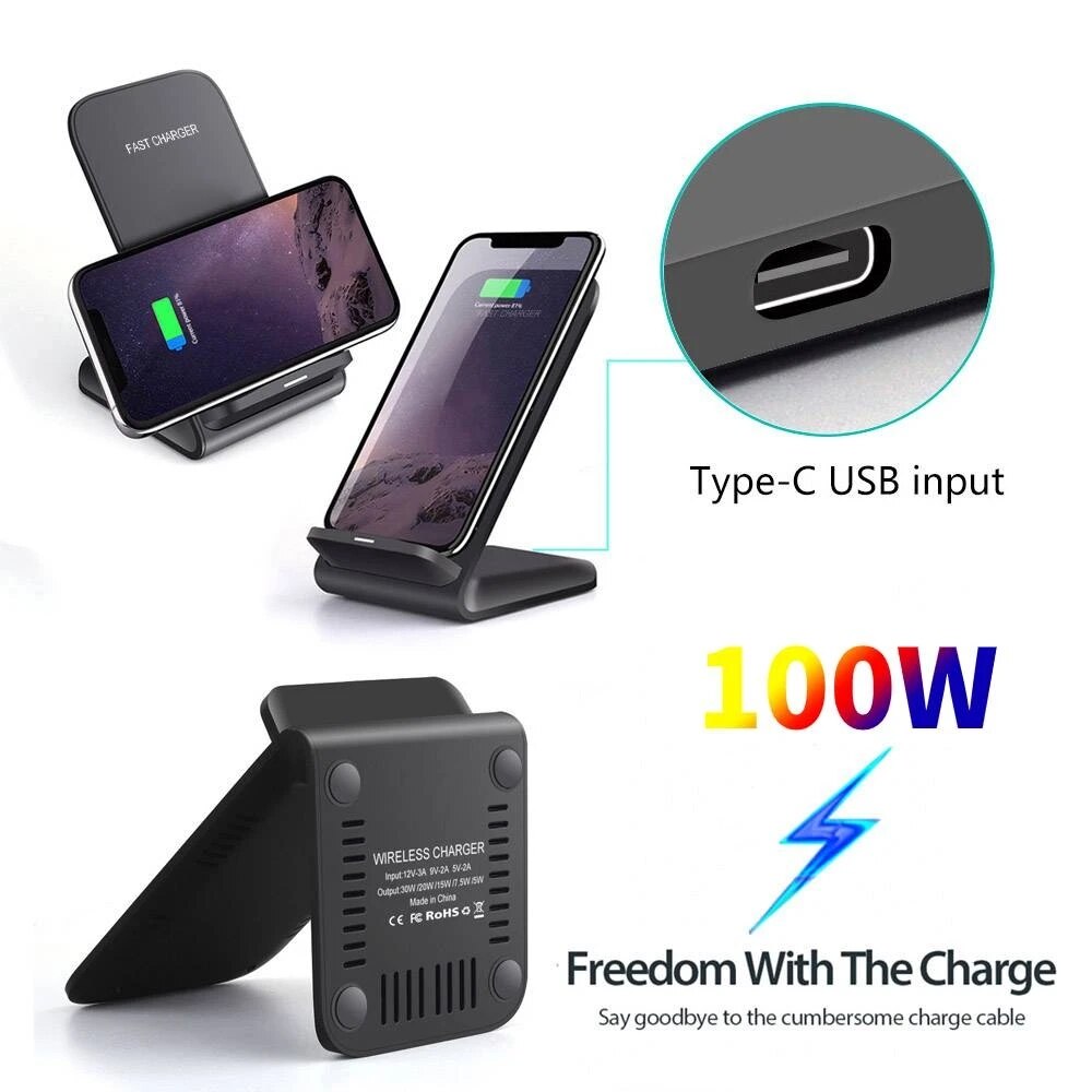 NEW 65W Fast Qi Wireless Charger for Samsung S22 S21 Note 20 Fast Charging Stand For iPhone 14 13 12 11 XS XR X 8 Airpods Pro