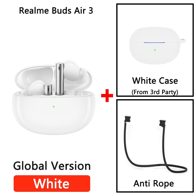 الإصدار العالمي من سماعات Realme Buds Air 3 بلوتوث 5.2 بعمر بطارية طويل 42 ديسيبل سماعة رأس بخاصية إلغاء الضوضاء IPX5 مقاومة للماء