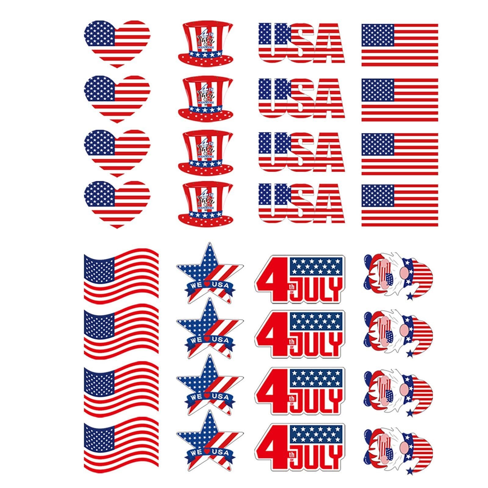 4th Of July American Independence Day Stickers USA Flag Patriotic Memorial Day Veterans Day Stickers Cloth Event Wristbands