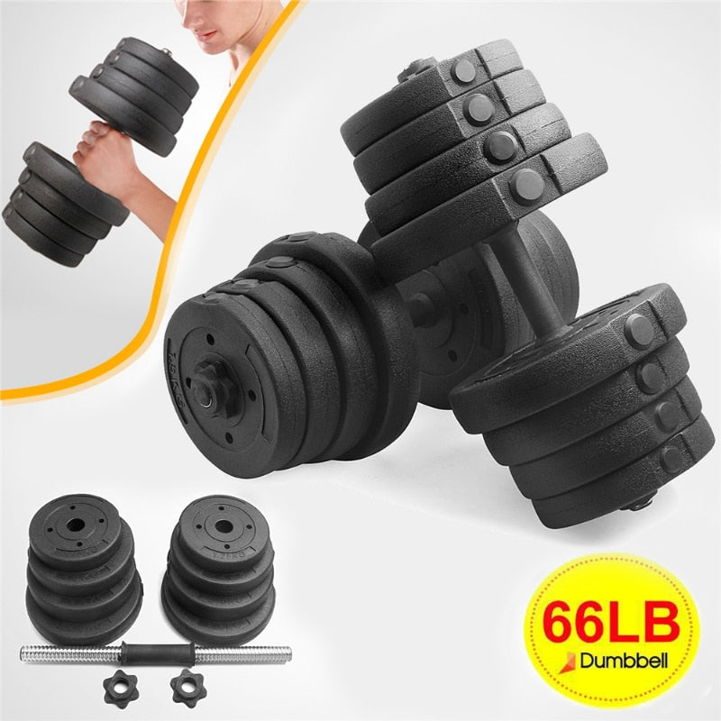 Easyfashion 66 Lbs. Weight Dumbbell Set Adjustable Cap Gym, Home Barbell Plates Body Workout