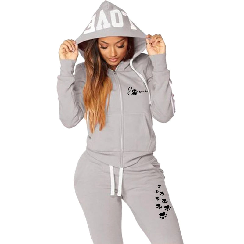 Women's sports suit three stripe sweater two piece jogging set