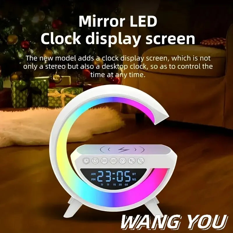 3041 Wireless Charging Multi-Functional Atmosphere Nightlight Bluetooth Stereo Home Alarm Clock Desktop HiFi Creative Speaker