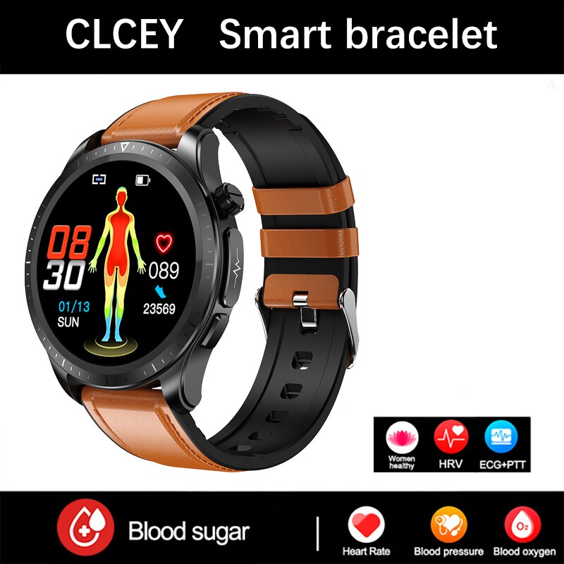 Men New ECG Blood Glucose 1.39 -inch 360*360 HD Touch Large -Screen ECG Smart watch ECG Monitoring Non -invasive Blood Glucose