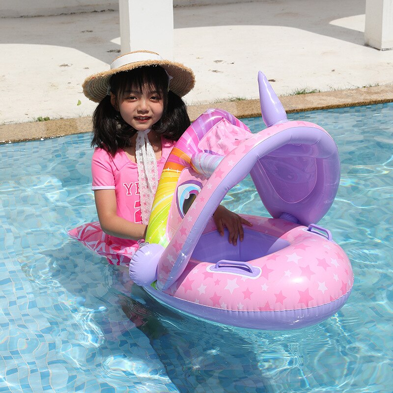 آمنة الطفل حلقة قابلة للنفخ عوامة للرضيع الأطفال السباحة دائرة بركة الملحقات عجلات قابلة للنفخ مع مقعد ظلة قابل للتعديل