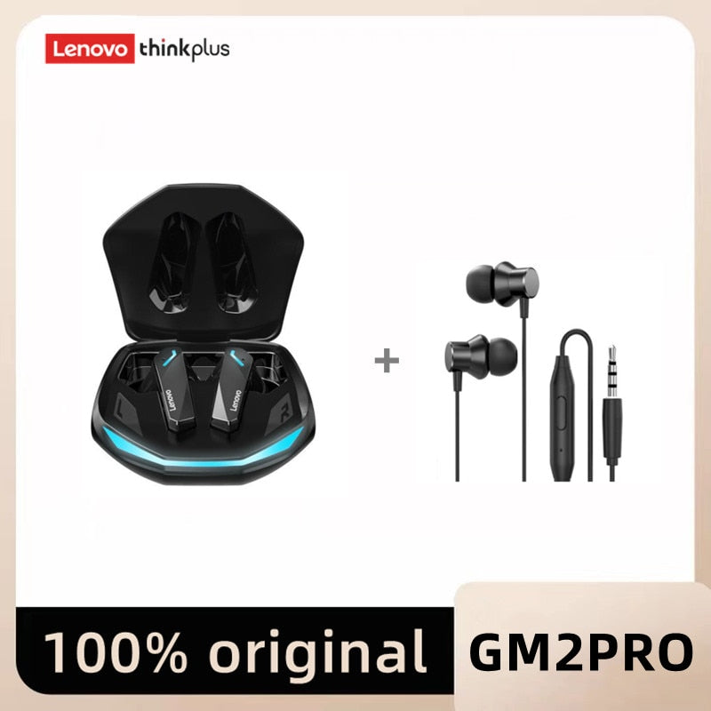 سماعات لينوفو GM2 Pro بلوتوث 5.3 الأصلية الجديدة سماعات الألعاب اللاسلكية سماعات الموسيقى الإلكترونية الرياضية ذات الوضع المزدوج مع ميكروفون
