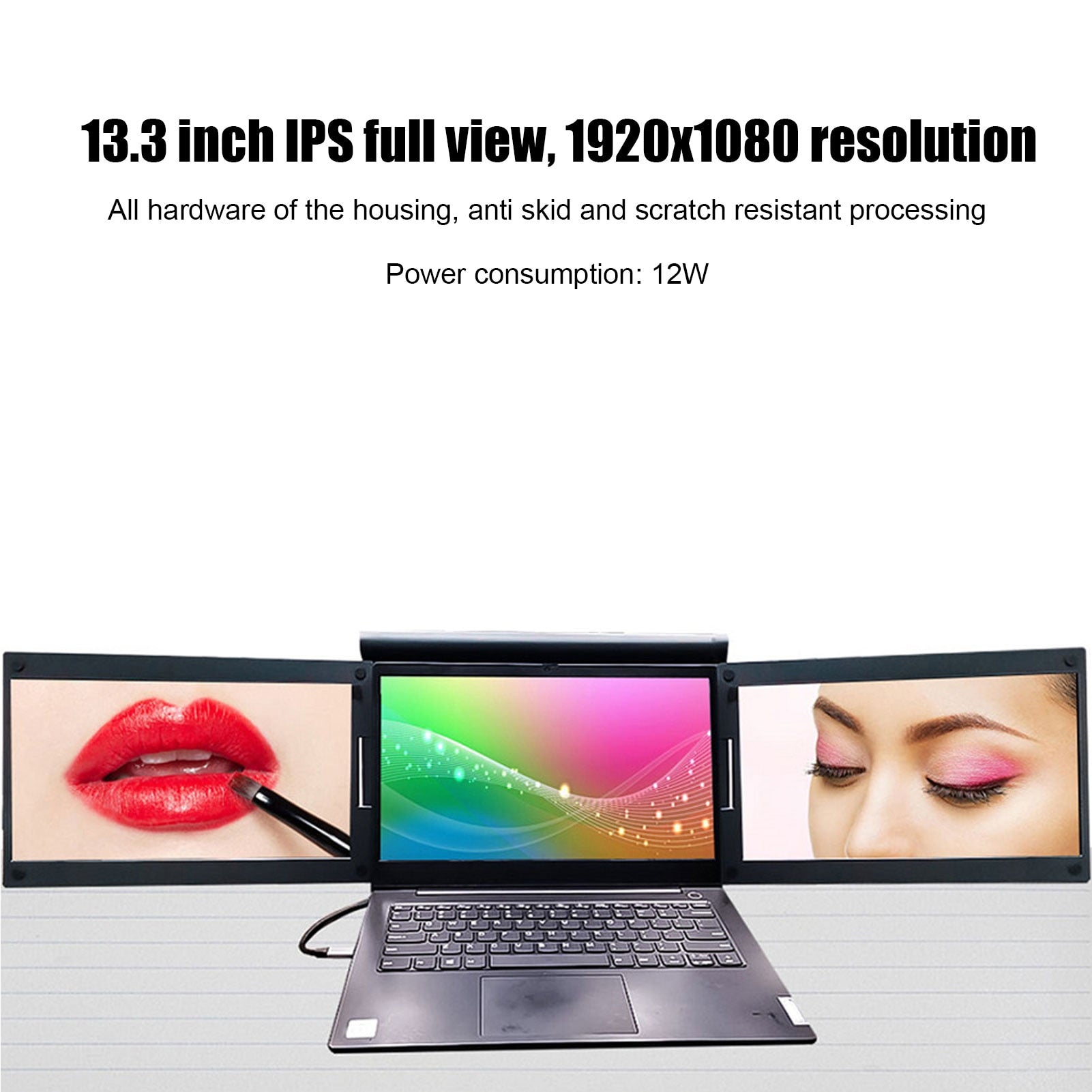 100‑240V 13.3 Inch Dual Extender Screen IPS Full View 1920x1080 HD Portable Dual Laptop Monitor Screen