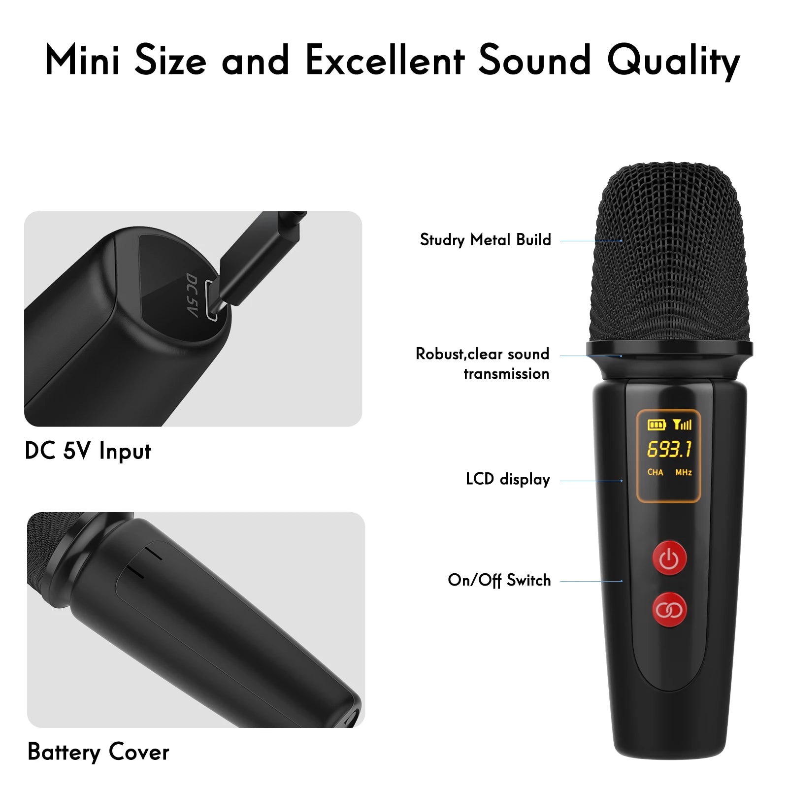 THOMSON Portable Speaker With 2 Karaoke Microphone 2500mAh Bluetooth5.0 Stereo LED Digital Screen Display Wireless Outdoor Audio