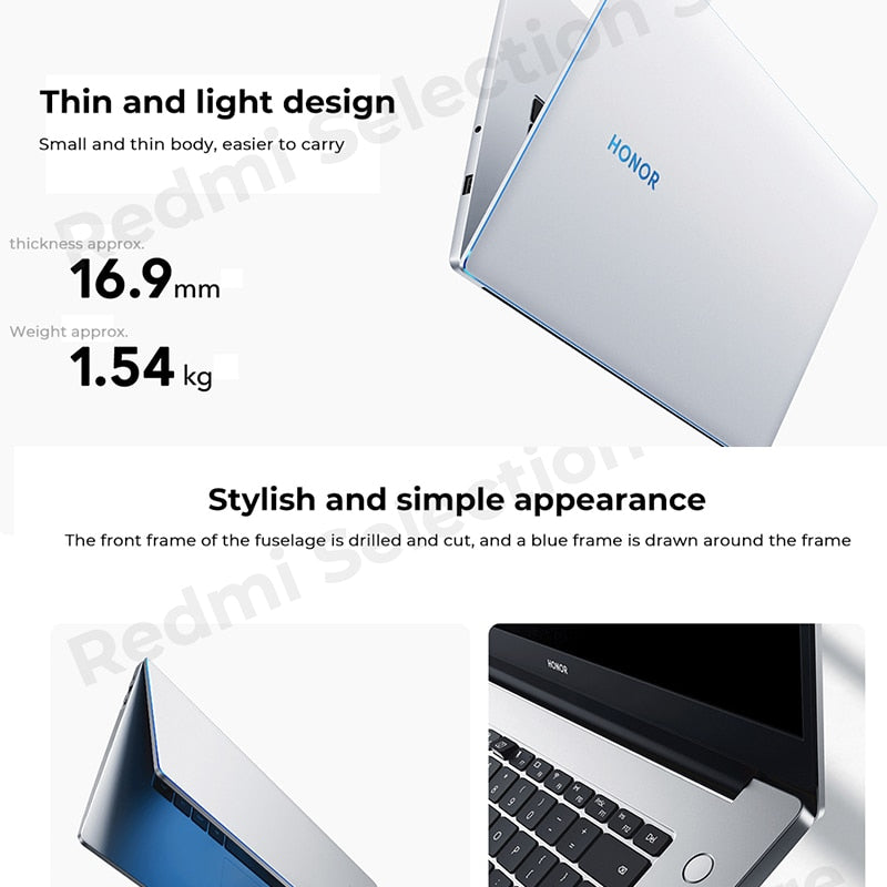 Honor Laptop MagicBook 15 Ryzen AMD R5 5500U/R7 5700U 16GB RAM DDR4 512GB SSD Notebook 15.6” Full Screen Slim Computer PC