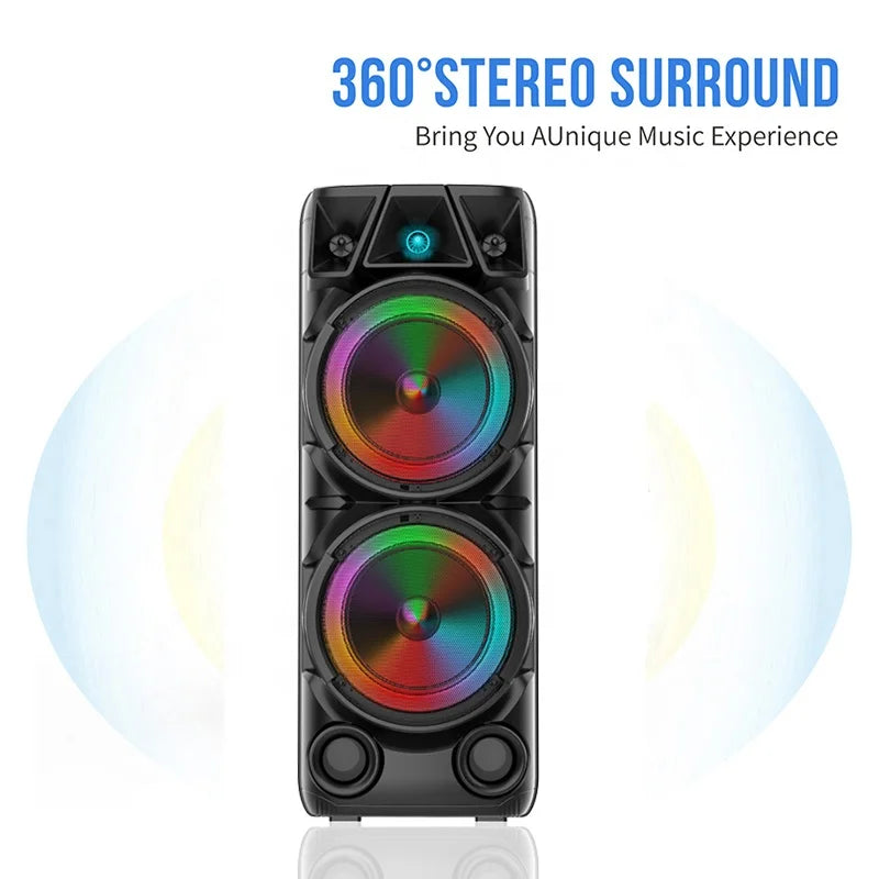 ZQS8210 Dual 8-inch Horn Super-heavy Bass Portable Party Karaoke Sound 80W Peak High-power Outdoor Wireless Bluetooth Speakers