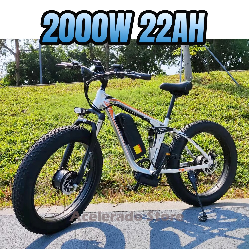 2000W Dual Motor 26" Fat Tire Electric Bicycle Mountain EBike with Removable 48V 22Ah Battery Long Range Electric Bike for Adult