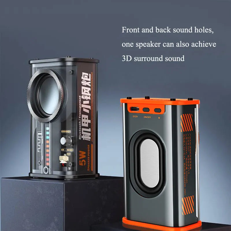 TONLISH K07 Transparent Cyberpunk Mecha TWS Wireless Bluetooth Speaker Sound Light Rhythm Subwoofer Built-in Noise Reduction Mic