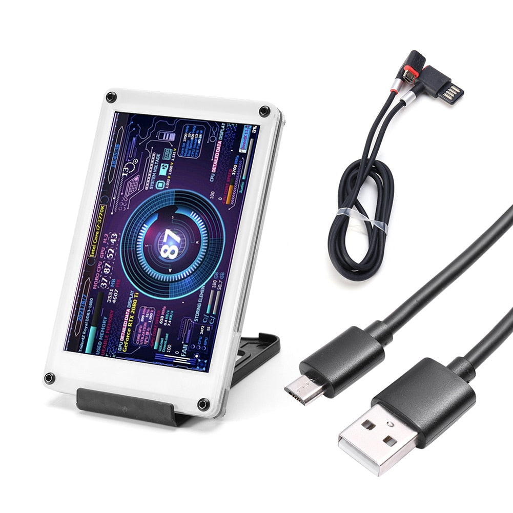 Dual USB Computer Monitor 3.5 Inch IPS DIY Acrylic PC Display Secondary Screen Freely AIDA64 for Windows Linux for Raspberry Pi