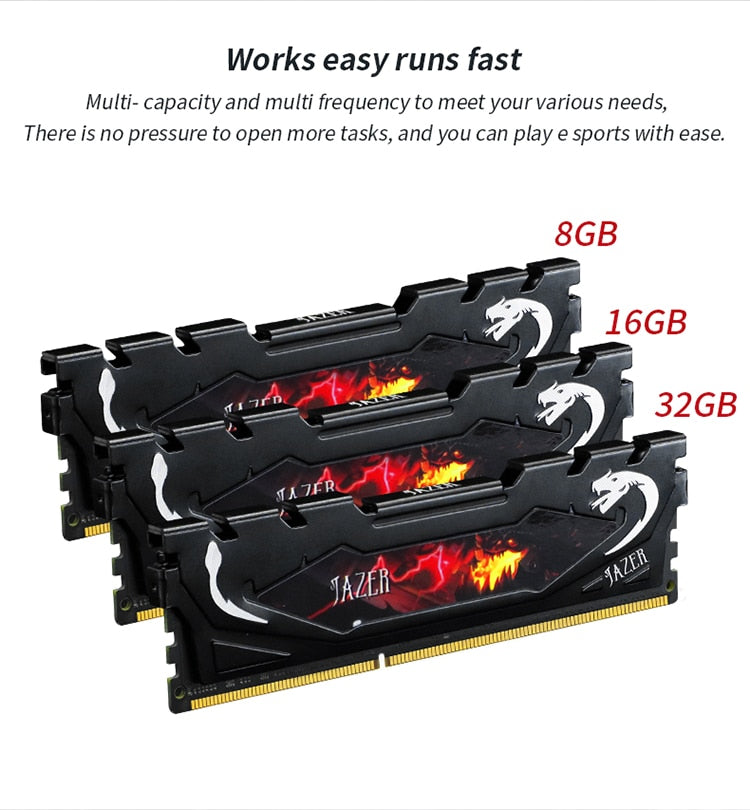 JAZER ميموريا Ram DDR4 8gb 2666MHz 16gb 3200MHz 3600MHz ذاكرة عشوائيّة للحاسوب المكتبي ذاكرة الوصول العشوائي للكمبيوتر مع غرفة التبريد