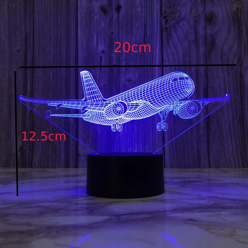 Airplane 3d Night Light Usb Plug-in Touch Table Lamp Decoration