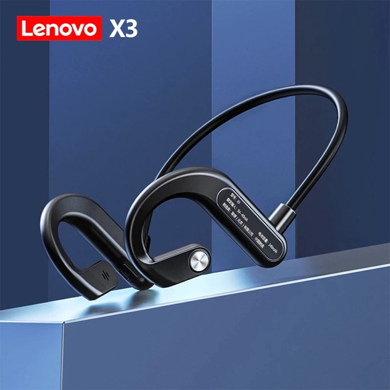 سماعات أذن Lenovo Bone Conduction X3 Pro، سماعة رأس لاسلكية مزودة بتقنية البلوتوث Hifi مع ميكروفون مقاوم للماء