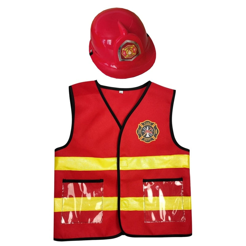 Kids Firefighter Cosplay Little Fireman Firemen Costume  for Boy Child Halloween Carnival Party Costumes for Boys