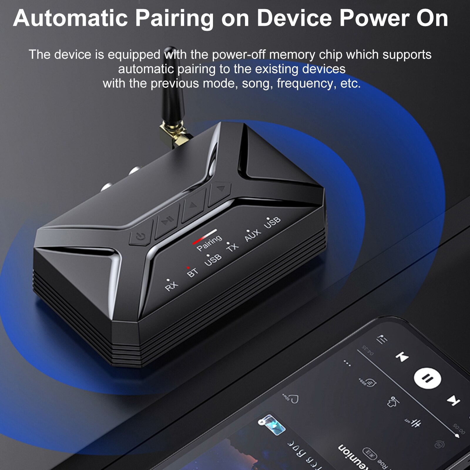 T-R22 BT5.0 Audio Receiver Transmitter 2-in-1 Wireless 3.5mm Audio Adapter USB RCA AUX Input for TV Car Stereo Speaker Headphone