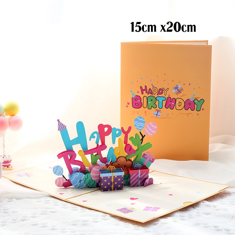 3D Pop UP Happy Birthday Greeting Invitation Card Happy Mother Father Day Love Mom Dad Rose Flower Easter Bunny Thank You Gift