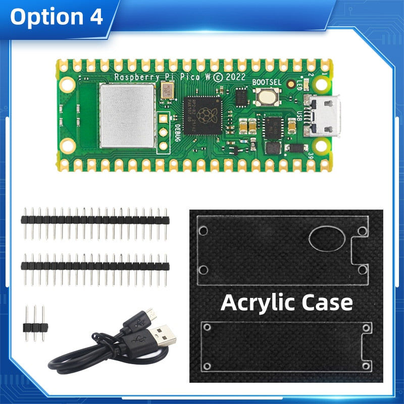 New Raspberry Pi Pico W With Wireless WiFi RP2040 Microcontroller Development Board Optional Acrylic Case GPIO Header