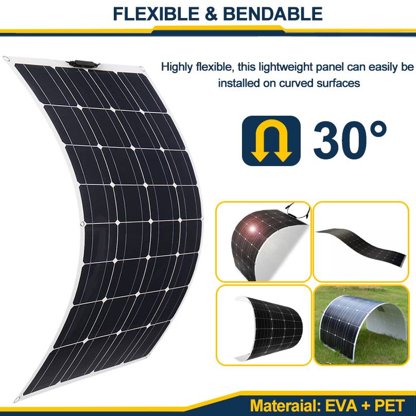 EXCELLWAY  200W/400W 18V Flexible Solar Panel Bendable Waterproof Monocrystalline Best Solar Panel For RV Boat Power Bank