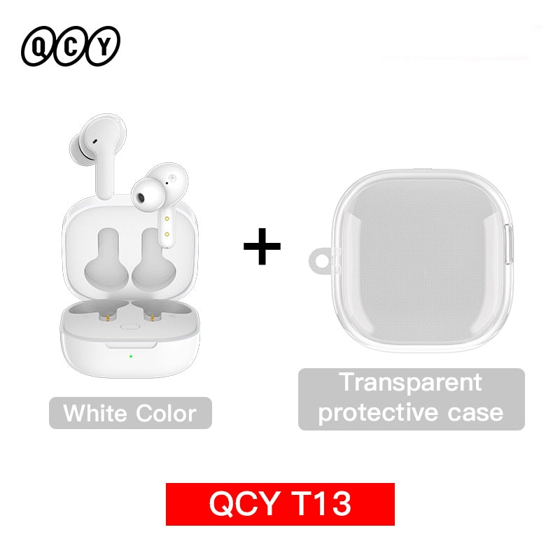 QCY T13 سماعة رأس مزودة بتقنية البلوتوث V5.1 لاسلكية TWS سماعة تحكم باللمس سماعات أذن 4 ميكروفونات ENC HD دعوة سماعة تخصيص التطبيق