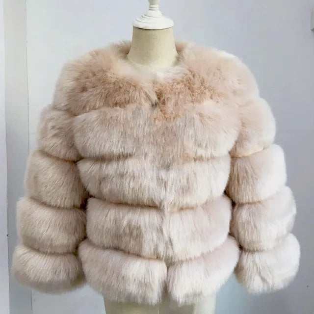 Fur Coat Women's Short Long Sleeve Fur Artificial Fur Coat