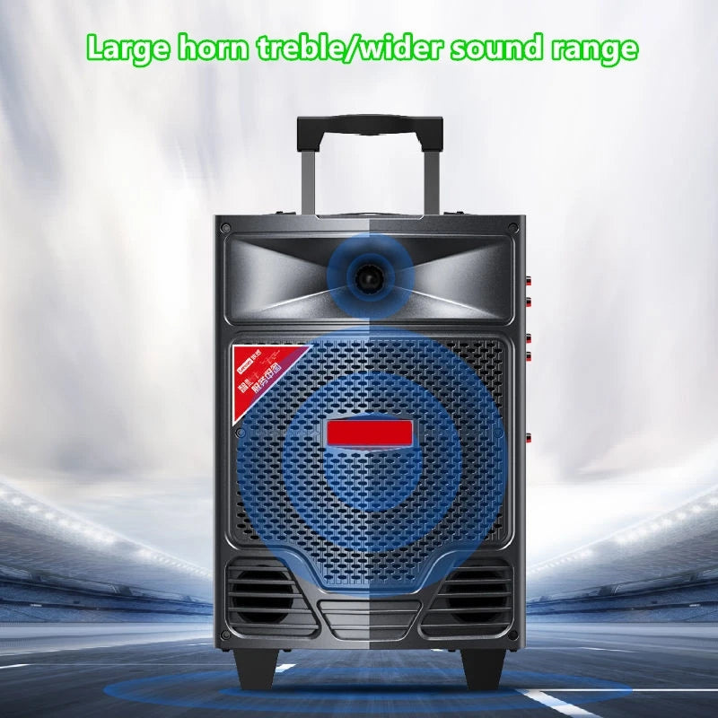 150W Powerful Outdoor Trolley Bluetooth Speakers Karaoke Wooden Wireless High Quality Subwoofer With Microphone Remote Control