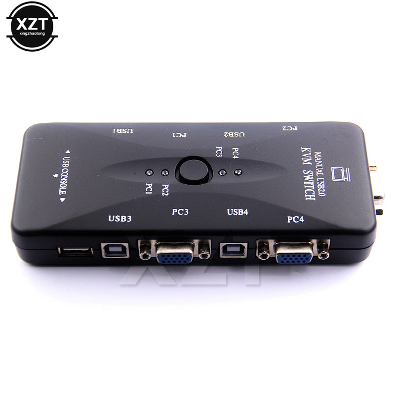 4 Ports USB2.0 KVM Switch Selector VGA Print Auto Switch Moniter Box VGA Splitter KVM Switch