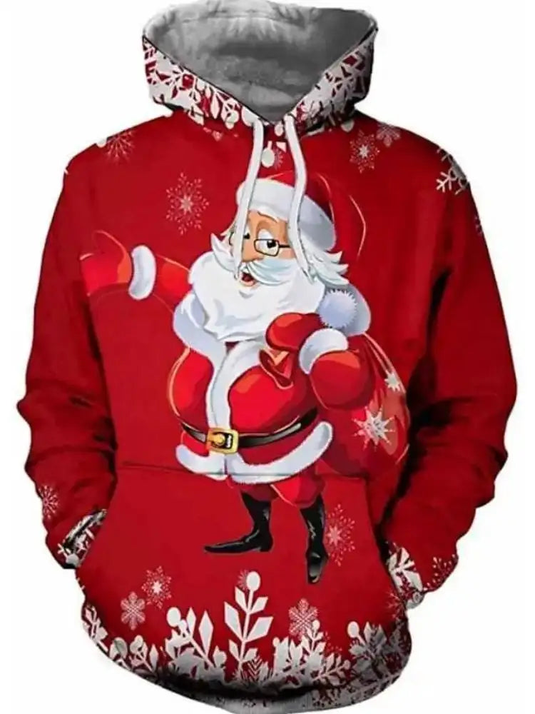 2024 Christmas tree Xmas Santa Snowman Claus Hoodie Men Autumn Winter 3D Print Pullover Sweatshirt