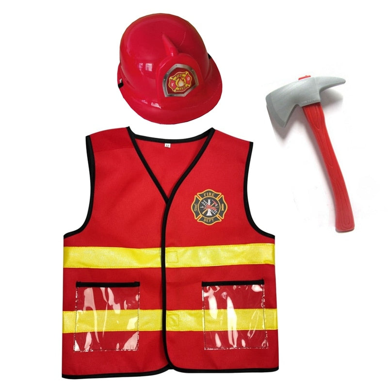 Kids Firefighter Cosplay Little Fireman Firemen Costume  for Boy Child Halloween Carnival Party Costumes for Boys