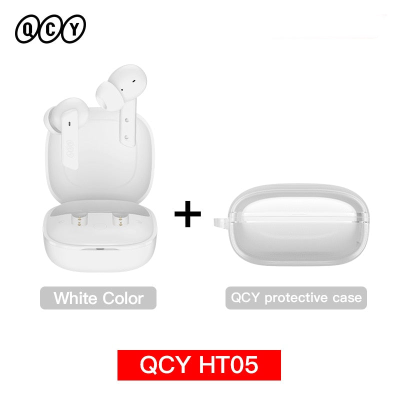 QCY HT05 ANC Wireless Earphone 40dB Noise Cancelling Bluetooth 5.2 Headphone 6 Mic ENC HD Call TWS Earbuds Transparency Mode