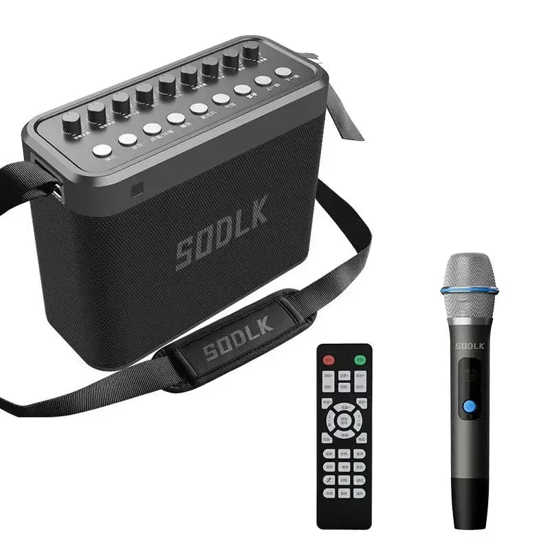 SODLK S1314 Professional Karaoke Machine 200W Portable Bluetooth Speaker with 2 Wireless Microphones Echo/Treble/Bass Adjustment