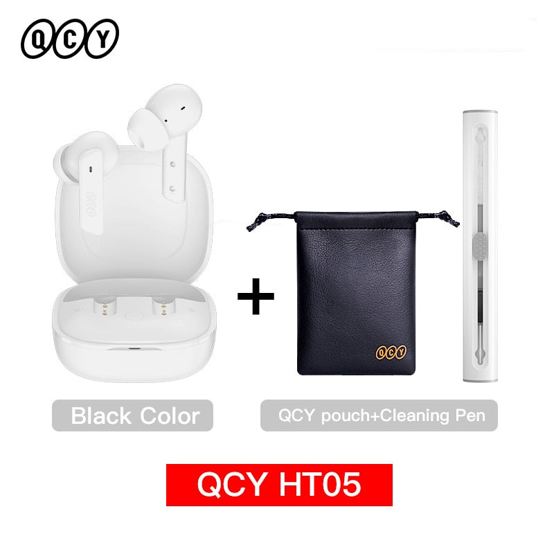 QCY HT05 ANC Wireless Earphone 40dB Noise Cancelling Bluetooth 5.2 Headphone 6 Mic ENC HD Call TWS Earbuds Transparency Mode