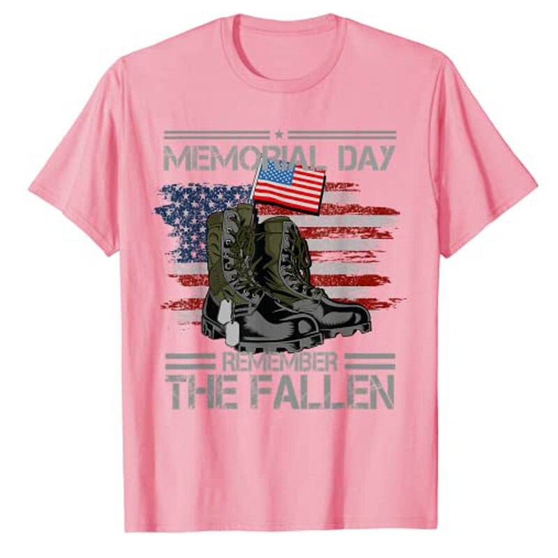 Memorial Day Remember The Fallen Veteran Military Vintage T-Shirt Men's Fashion Usa American Proud Tee 4th of July Patriotic Top